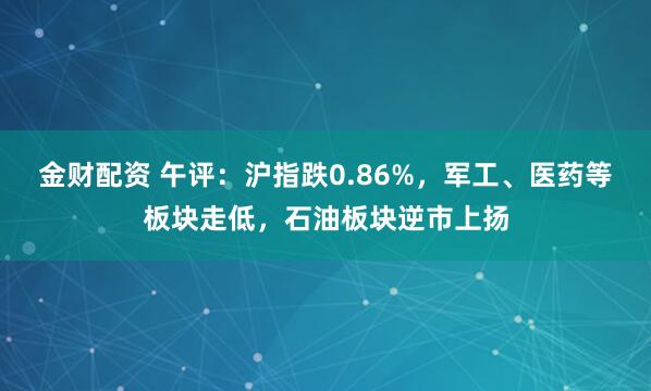 金财配资 午评：沪指跌0.86%，军工、医药等板块走低，石油板块逆市上扬