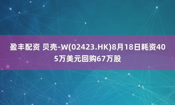 盈丰配资 贝壳-W(02423.HK)8月18日耗资405万美元回购67万股